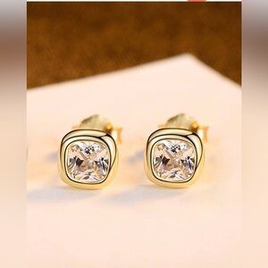 Sterling 925 Silver Gold Stud Earrings